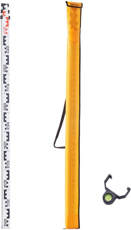 3M Aluminium-Messlatte, Teleskop-Messstab, doppelseitige CM/MM-Messlatte, Wasserwaage und Tragetasche für Haus-, Wand- u...