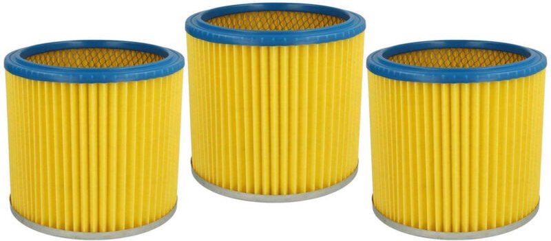 3x Faltenfilter kompatibel mit fam Aquavac Staubsauger - Patronenfilter, Blau Gelb - Vhbw