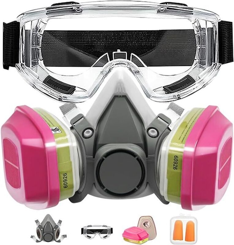 Wiederverwendbare Atemschutzmaske mit Filtern für Lackierarbeiten, Chemikalien, organische Dämpfe, Schweißen, Polieren u...
