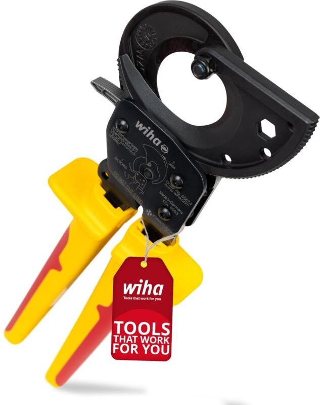 Wiha Kabelschneider bis 300 mm² I Ratschenkabelschneider für Cu- und AI-Kabel I Kabelschere mit Ratschenprinzip I Ratsch...