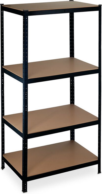 Relaxdays Schwerlastregal, Traglast 1060 kg, 4 Ebenen, zum Stecken, Keller, Garage, Stahl, HxBxT: 180x90x60 cm, schwarz