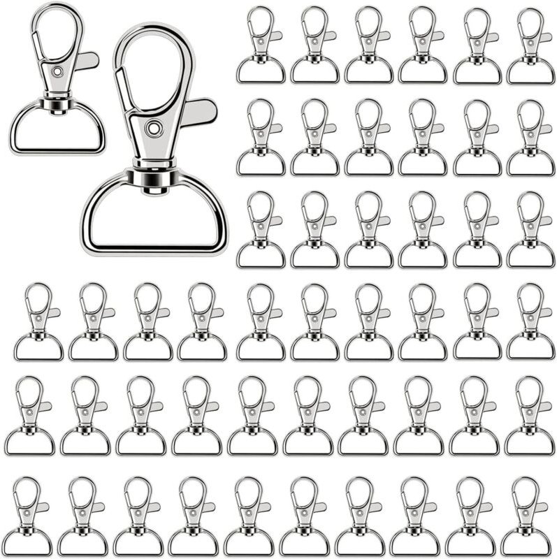 50 Stück Karabinerhaken Schlüsselanhänger, Edelstahl Klein Karabiner Schlüsselanhänger mit D Ring 360° Drehgelenk, für B...