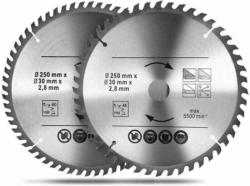Hoja de sierra circular para madera de 250 x 30 mm, hoja de sierra de aleación de carburo de 48T y 60T, para cortar made...