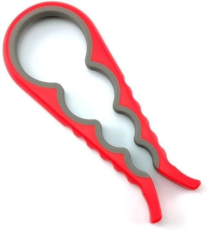 Multifunktions-Dosenöffner 4 in 1 Dosenöffner mit rutschfestem Verschluss (Grau Rot)