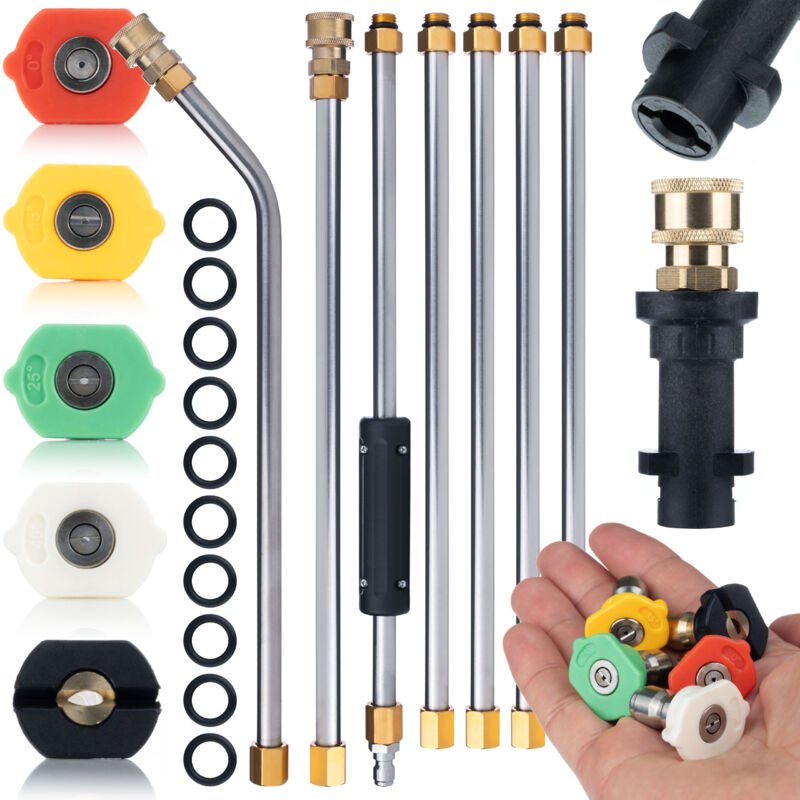 Rosfix Set Lanze 7-tlg. – Ersatzteil für Hochdruckreiniger Kärcher K2–K7 2,6 m Reichweite, 1/4" Schnellkupplung 250 bar,...