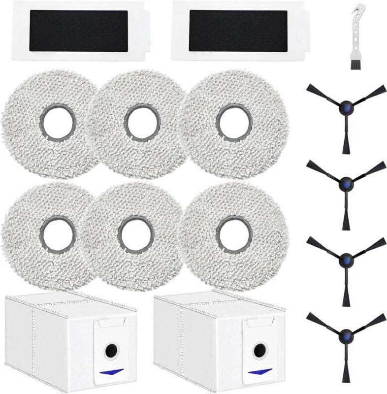 Zubehör für ECOVACS DEEBOT T30 Pro Omni / T30 Omni Saugroboter, Ersatzteile, 6 Tücher + 2 Staubbeutel + 4 Seitenbürsten ...