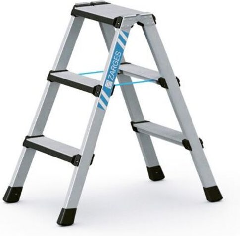 Comfortstep b Stufen-Stehleiter mit gepolsterter Stufen-Vorderkante, beidseitig begehbar 41432 Zarges Arbeitshöhe 2,25m