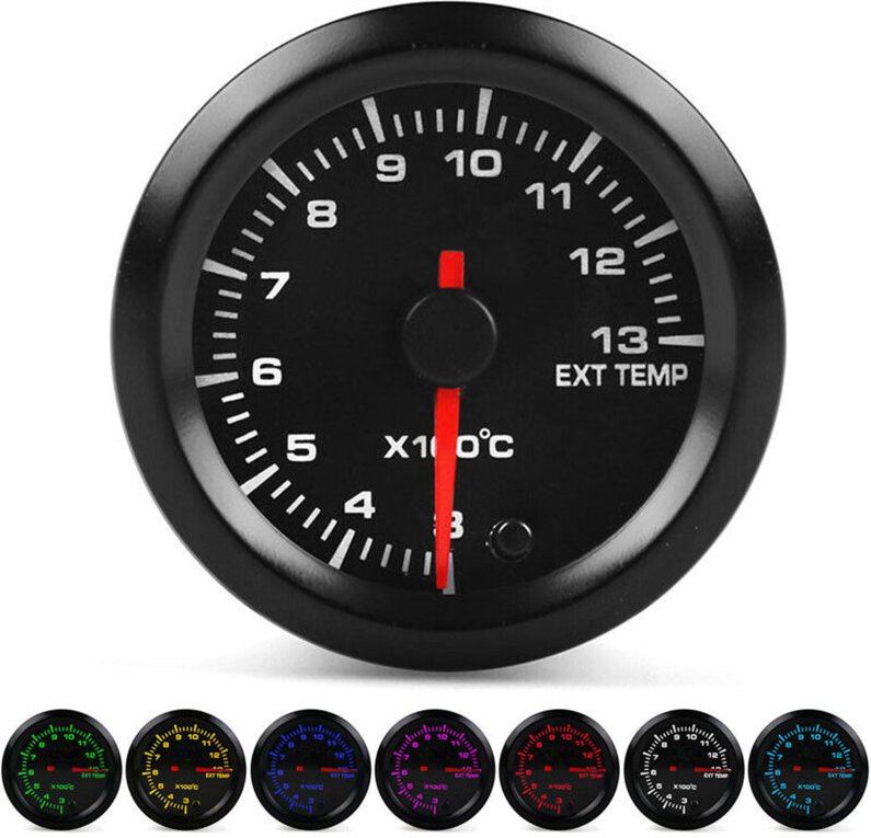 Acouto 2 Zoll / 52 mm Abgastemperaturanzeige mit 7 Farben für 12V-Fahrzeuge, einfache Installation und Datenabfrage, uni...
