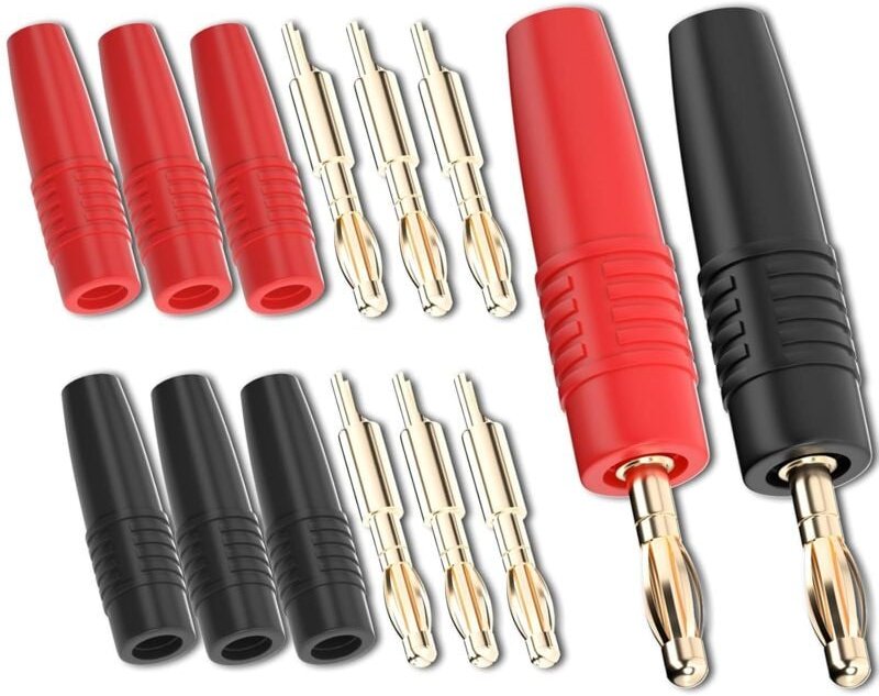 Dolaso - 8 Stück 4-mm-Bananenstecker-Stecker, vergoldeter Löttyp-Adapter für DIY-Elektroprüfungen