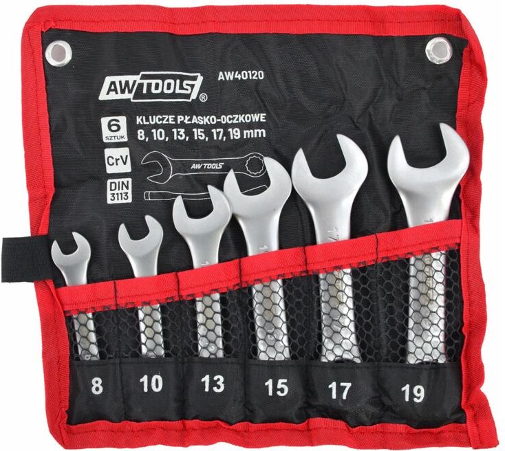 Awtools klucz płasko-oczkowy krótki kpl. 6szt. /8mm-19mm/ (8,10,13,15,17,19mm)