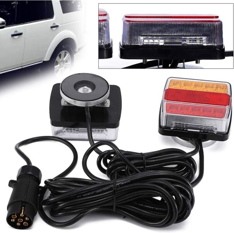 2×Rückleuchten Heckleuchte für PKW LKW Anhänger Rücklicht Anhängerbeleuchtung mit 7 poliger Stecker Autokennzeichen 12V ...