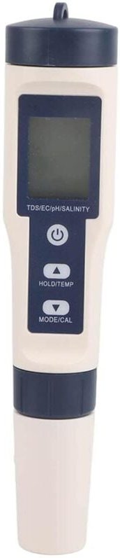 Wasserqualitätstester, tragbarer digitaler Wasserqualitätstester mit 5-in-1-Funktion, PH-/Salzgehalt-/Temperatur-/TDS-/E...