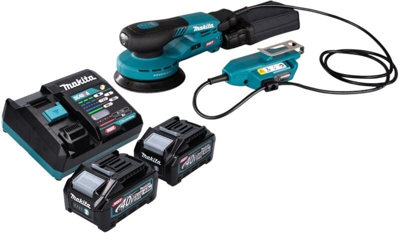 Makita BO 001 CGM201 Akku Exzenterschleifer 40 V max. 125 mm 5,0 mm Hub Brushless + 2x Akku 4,0 Ah + Ladegerät