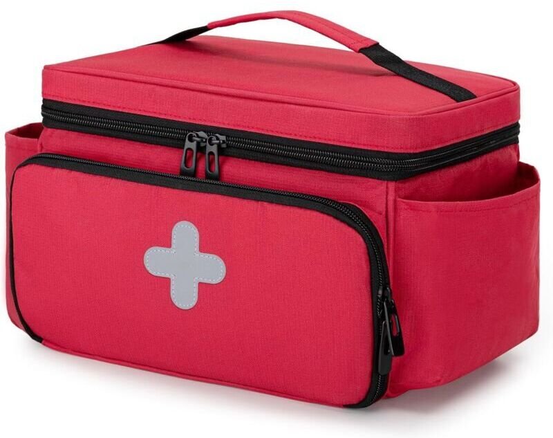 Aufbewahrungstasche für Familienmedikamente, Erste-Hilfe-Organizer für Notfallsets, leere Tasche, rot