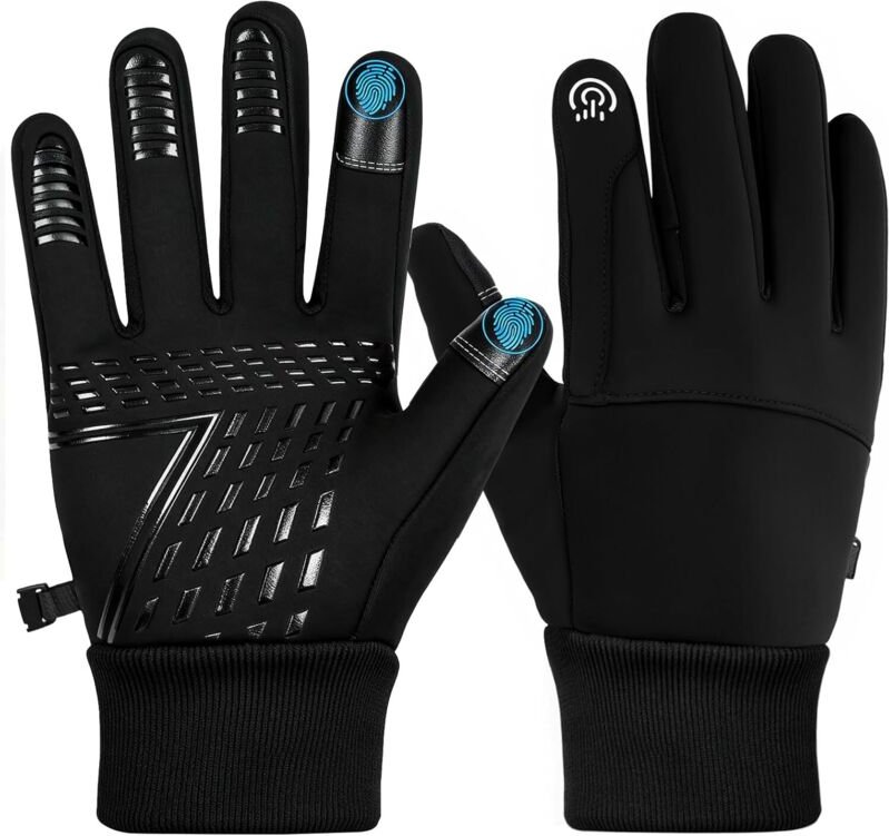 Winter wasserdichte Fahrradhandschuhe Skihandschuhe für Herren Damen,Anti-Rutsch Wasserdicht Touchscreen Fahrrad Handsch...