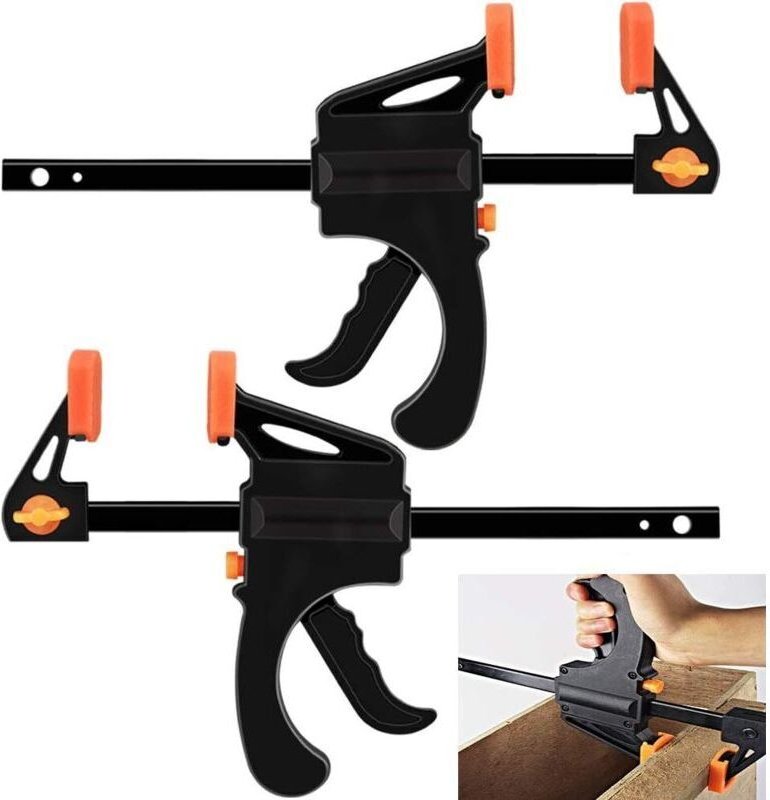 Stück Einhand-Schnellspannzwingen, 15 cm (6 Zoll), F-förmig, rostfrei, 150 mm Spannweite für Schreiner – Schwarz