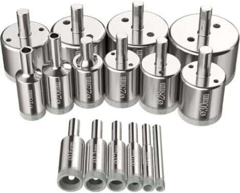 16-teiliges Lochsägen-Set, 6-50 mm Diamantbohrer, Glasbohrwerkzeuge, Lochsägen-Set für Kohlenstoffstahl, Glas, Keramik, ...