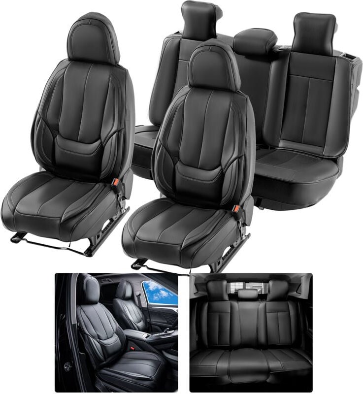 Sitzbezüge, universelle Autositzbezüge, Vorder- und Rücksitz, 13-teiliger Kunstleder-Sitzbezug, vollständig geschlossene...