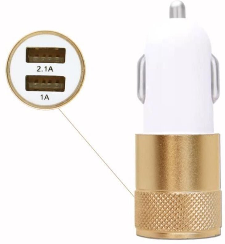 USB-Zigarettenanzünderlader Gold für Auto, Doppelanschlüsse, Ultra Schnell, USB X2 Autoladegerät 12-24V für BLU G91 Pro