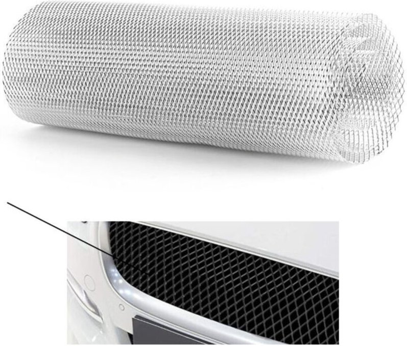Vtizikl Grille de calandre de voiture en alliage d'aluminium 3x6mm grille de corps pare-chocs rhombique gril universel