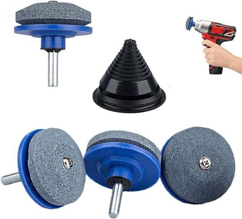 Lot de 4 Aiguiseurs Universels Lame Tondeuse Gazon avec Affûteur Équilibrage pour Perceuse Jardin Cour