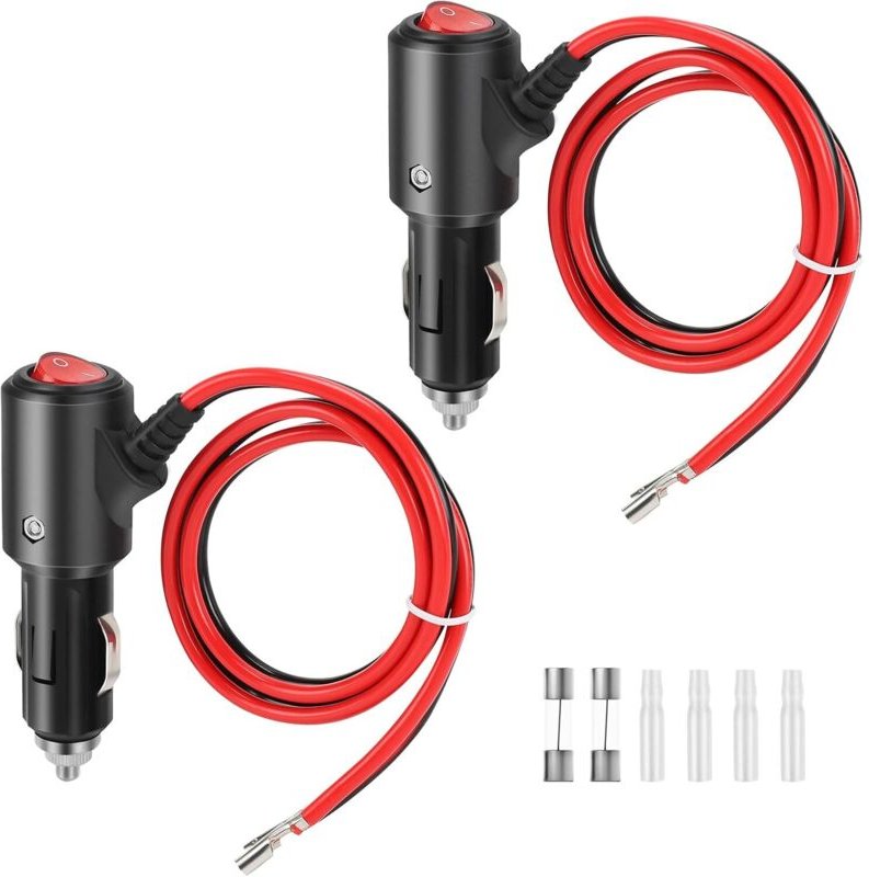 Zigarettenanzünder Stecker 55cm 14AWG Verlängerungskabel mit Schalter und 15A Sicherung KFZ Adapter für 12V-24V Auto Woh...