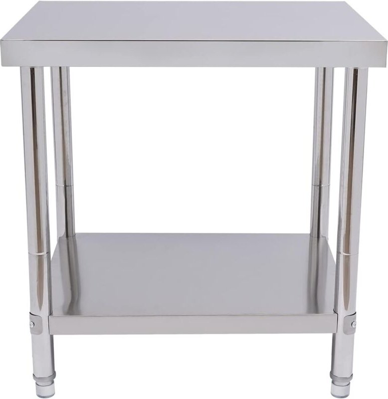 Arbeitstisch Edelstahl, Gastro Küchentisch, Lebensmittel Zubereitungstisch mit Unterregal und Anti Rutsch Fußabdeckungen...