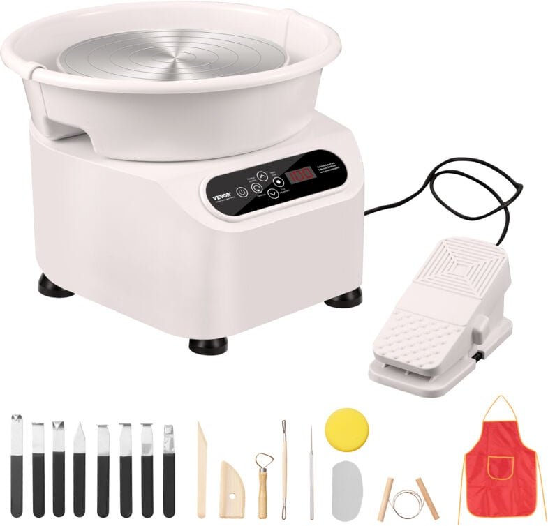 VEVOR Töpferscheibe, 28 cm Töpferformmaschine, 450 W elektrische Töpferscheibe mit Pedal und LCD-Touchscreen, Direktantr...