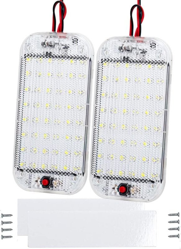 Memkey - 2er-Pack LED-Innenbeleuchtung, 12 V–85 v, 48 LED-Innenbeleuchtung für Auto, Wohnmobil, lkw, Boot, Wohnwagen