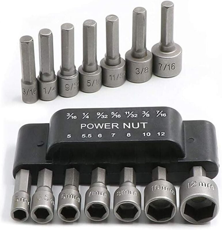 Jusch - 14-teiliges elektrisches Steckschlüssel-Bohrer-Set, 1/4-Zoll-Innensechskant-Adapter, Bolzentreiber-Reparatur-Too...