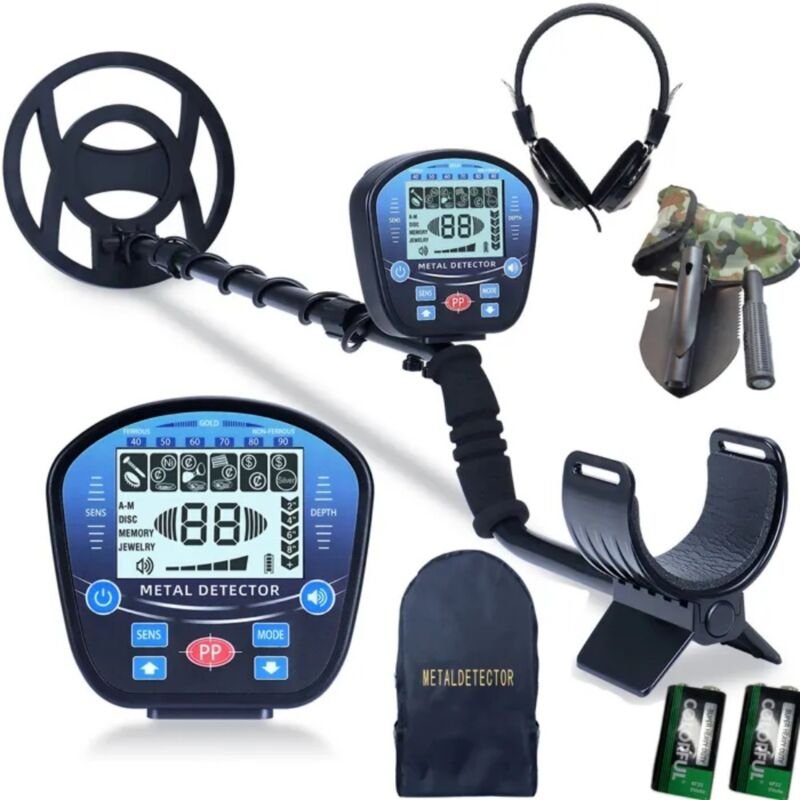 Professioneller Metalldetektor 5 Modi 10" Wasserdichte Spule mit LCD-Bildschirm Verstellbarer Stab für Kinder und Erwach...