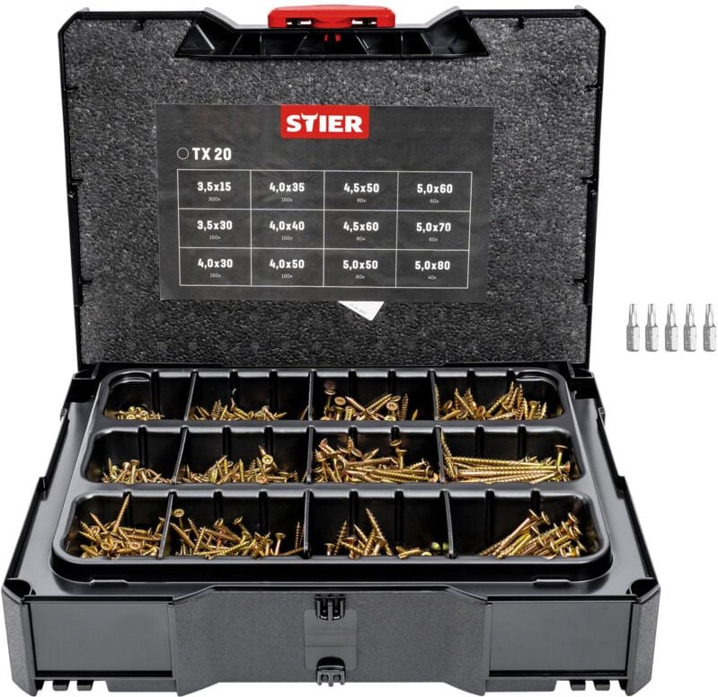 Spanplattenschrauben-Systainer i t-loc mit 1.380 Schrauben, Transportkiste, Systainer mit Sortiment, Kombinierbarer Syst...