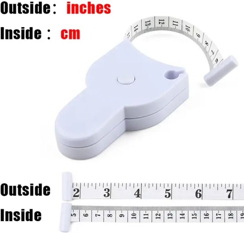 Selbstspannendes Maßband 150 cm / 60 Zoll, Nähmaß für Schneider, Maßband für Taille, Brust und Beine, weiß