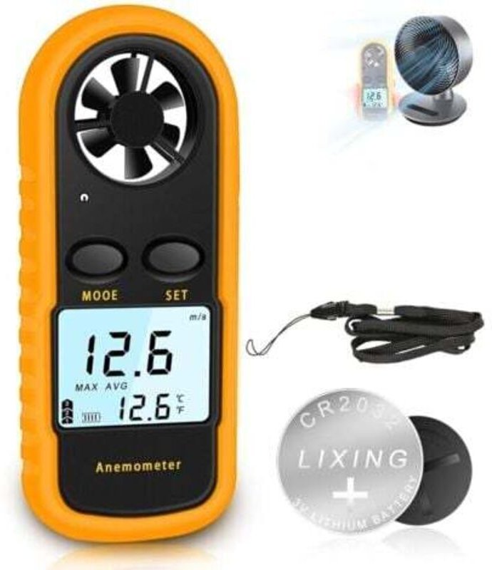 Tragbares Anemometer, hochpräzises digitales Anemometer (±5%) mit LCD-Hintergrundbeleuchtung, tragbares Anemometer für d...