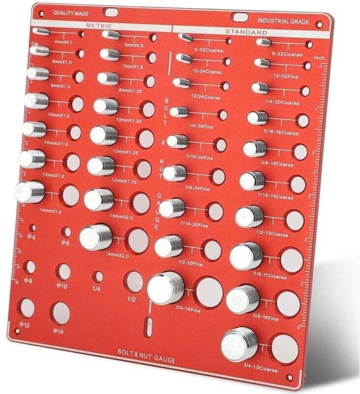 Gewindeprüfer für Muttern und Schrauben, 34 Bits, 19 Standard- und 15 metrische Schraubenidentifikationskarte, Gewindele...