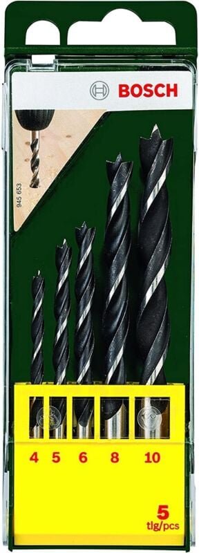 Bosch - Accessories 2607019440 Holz-Spiralbohrer-Set 5teilig 4 mm, 5 mm, 6 mm, 8 mm, 10 mm Zylindersc