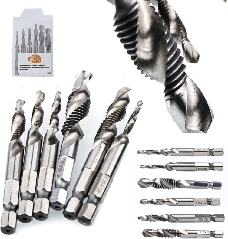 Satz Gewindebohrer 6-tlg. M3-M8 im silbernen Gehäuse