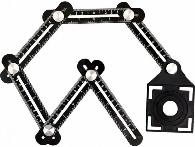 Mehrwinkel-Messlineal, sechsseitige Bohrschablone aus Aluminiumlegierung, Fliesenbohrlehre mit Stempel