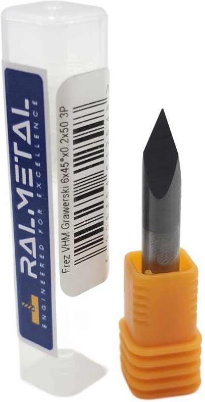 V-förmiger Vollhartmetall-Gravierfräser 6 x 45° x 40 x 0,2 mm 3P