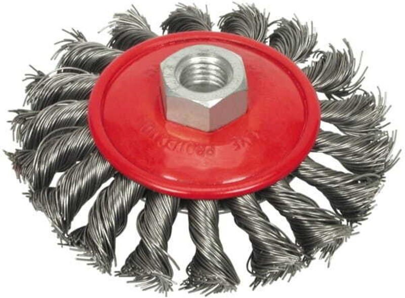 VOREL KONISCHE BÜRSTE 100mm, GEDREHTER DRAHT, GEWINDE, 06977