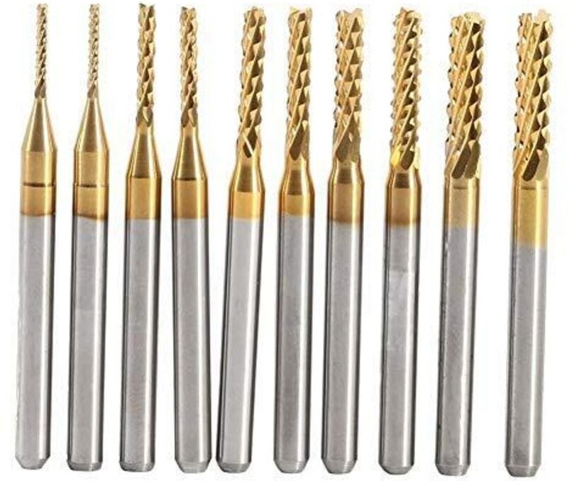 10 Stücke Ti Bohrer Schneidwerkzeuge Titan CNC Hartmetall Schaftfräser Set Fräsmaschine 1,0-3,0 mm