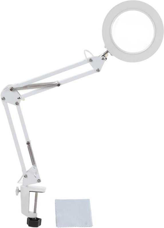 5-fache Vergrößerungsglas mit faltbarer Klemmleuchte, verstellbarer Klemmleuchte, 3 Farbtemperaturen und 11 Helligkeitss...