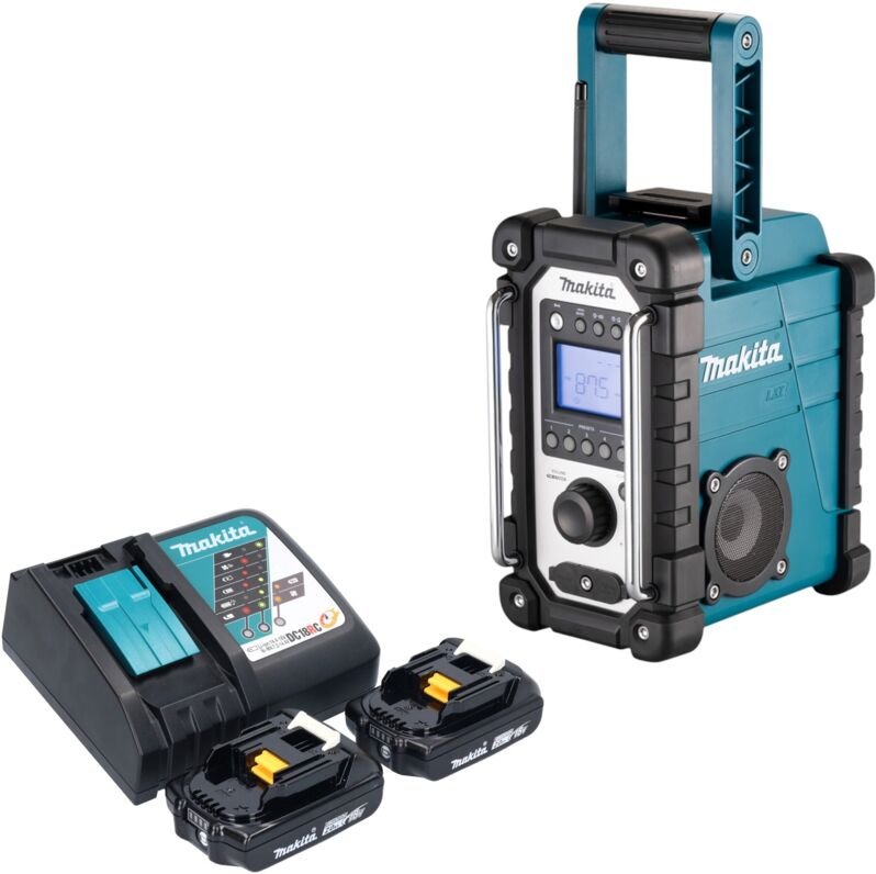 Makita DMR 116 RA Akku Baustellenradio 14,4 - 18 V AM FM AUX + 2x Akku 2,0 Ah + Ladegerät