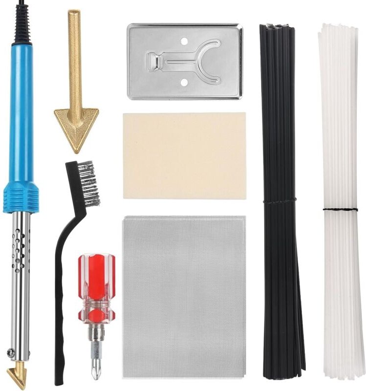 Kunststoff Schweißgerät, 80W Stoßstangen Reparatur Set mit Stäben,Verstärkungsgewebe und Drahtbürste für Kunststoff Schw...