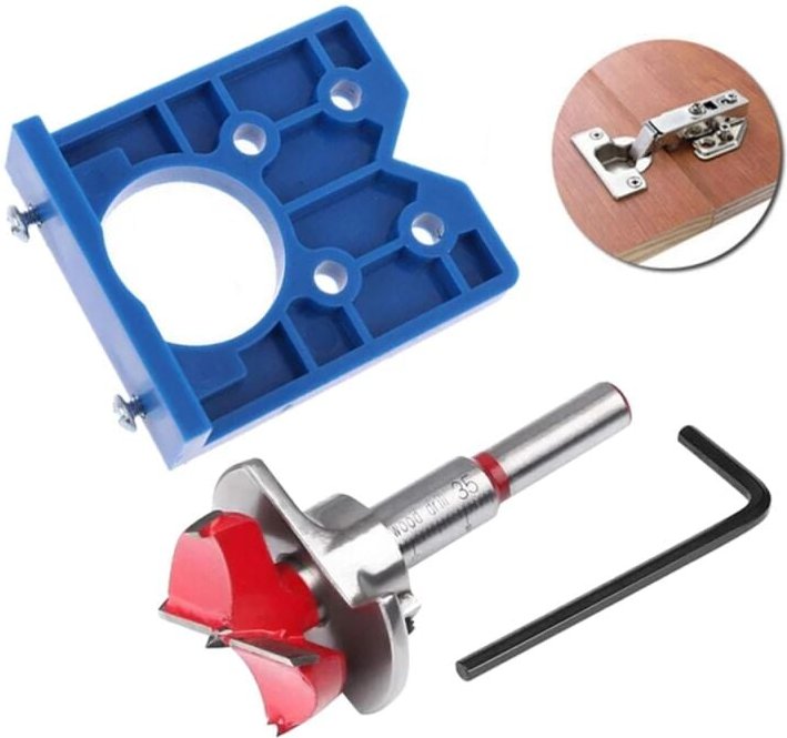 35-mm-Scharnierbohrschablonen-Set mit verdeckten Scharnierbohrern, verstellbaren Positionierbohrern, Fräsern für Schrank...