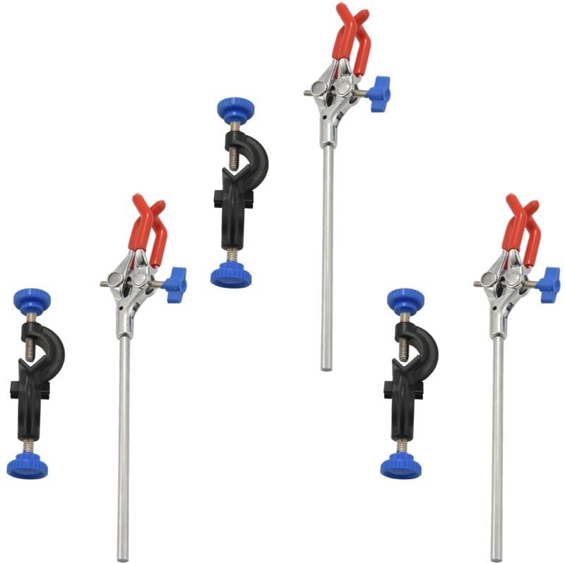 Tlily - 3X Labor Klemme 3 Stift Finger Kopf mit Gummi Beschichtung, Schwarzer Labor Ständer Clip