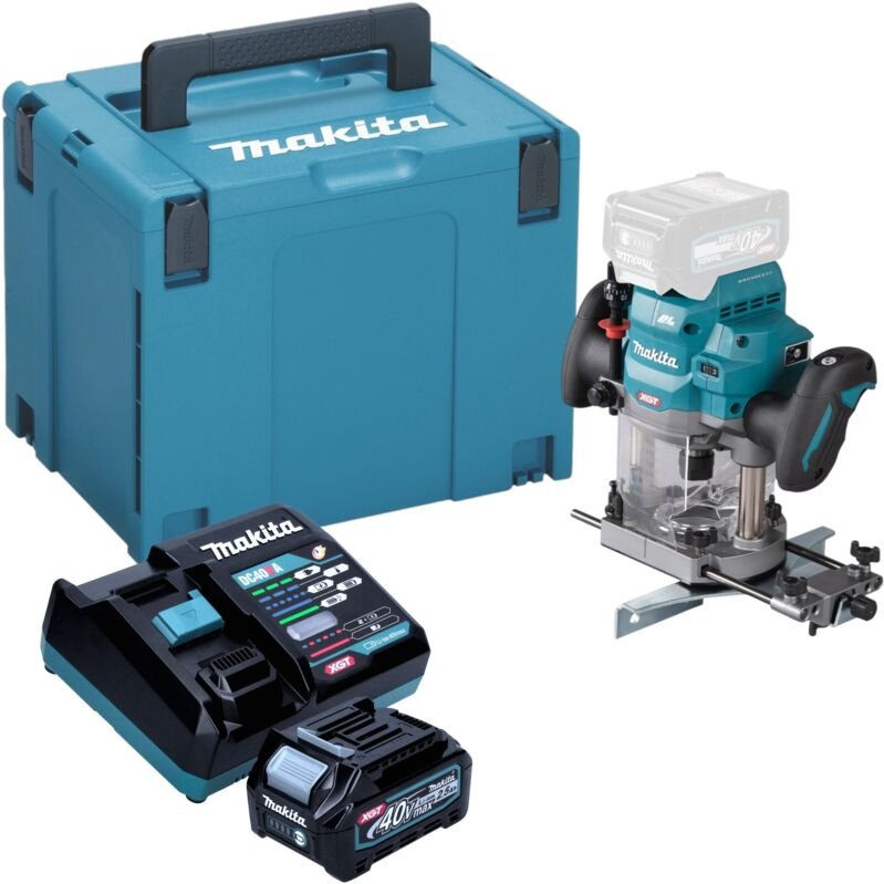 Makita RP 001 GD101 Akku Oberfräse 40 V max. 12 mm Brushless + 1x Akku 2,5 Ah + Ladegerät + Makpac