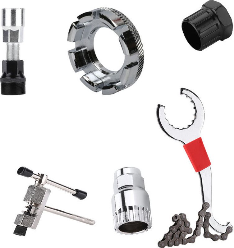 10-teiliges Fahrradwerkzeugset, 3-in-1-Kassettenabzieher, Kassettenschlüssel, Kurbelwerkzeug, Kettennieter, Speichenschl...