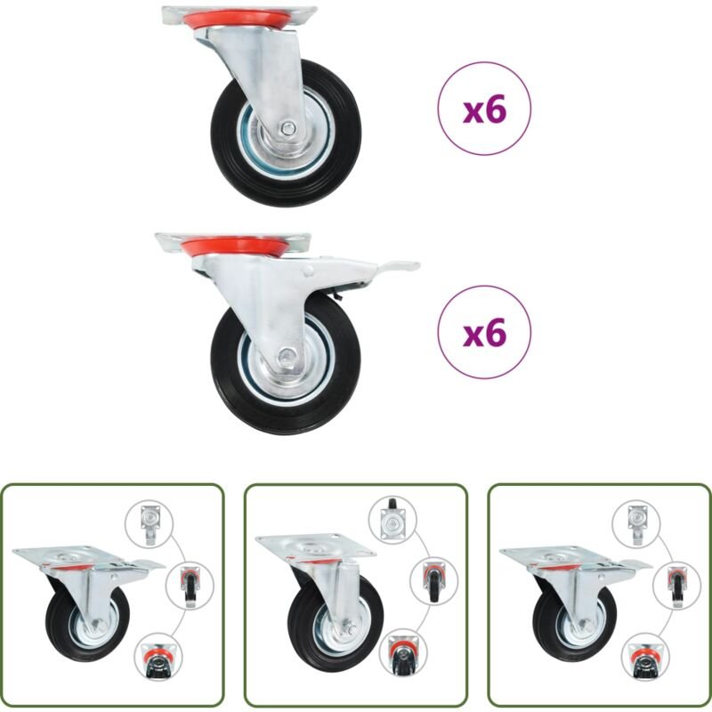 Lenkrolle 100 mm - 12 Stk. Lenkrollen 100 mm