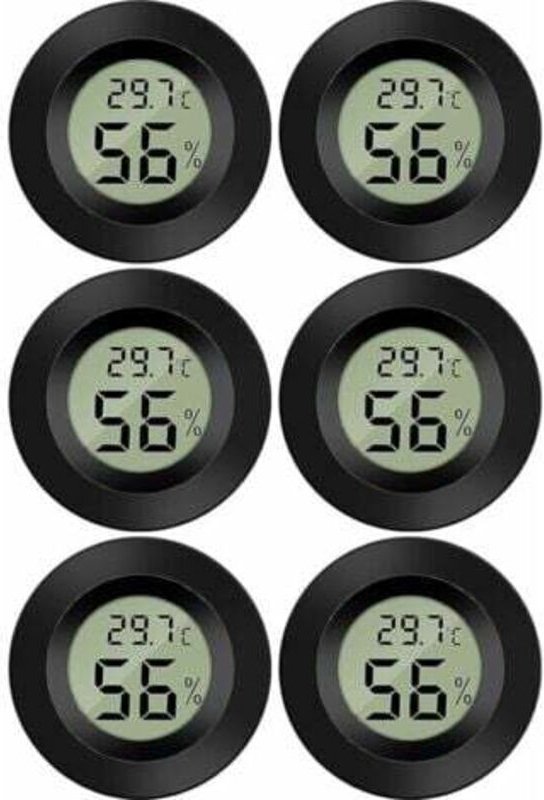 (6 Stück) Mini-Digital-LCD-Thermometer-Hygrometer Temperatur- und Feuchtigkeitsanzeige -50-70℃ 10%-99% RH Tragbares